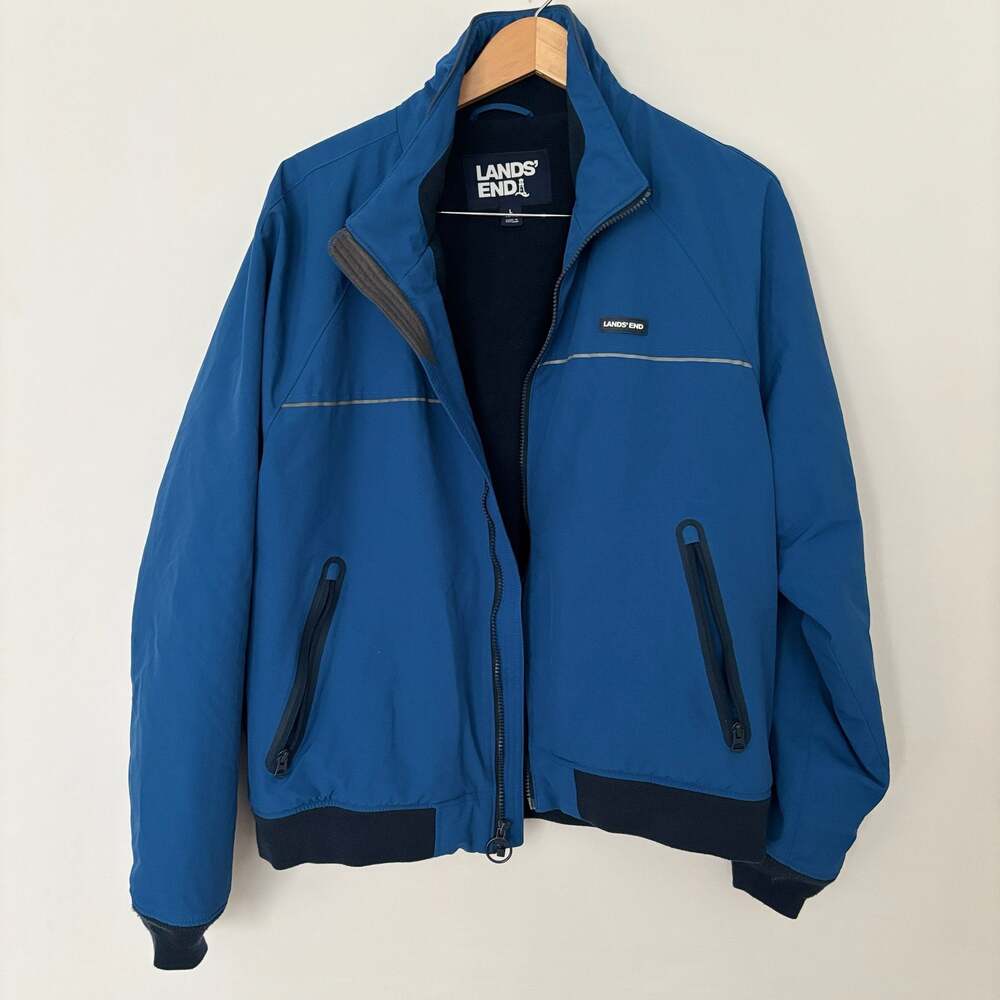 Vintage Lands End Mens Jacket Size L Blue